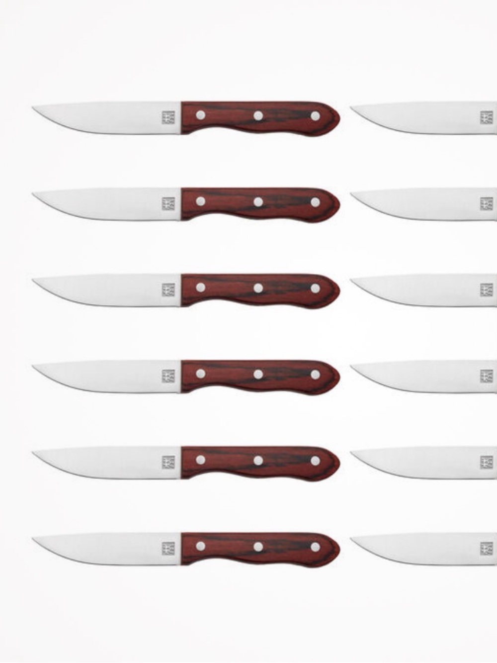 Classic Wooden-Handle Steak Knives - Brown (Set of 12)